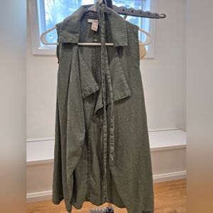 Revamped Olive Green Sleeveless Duster
